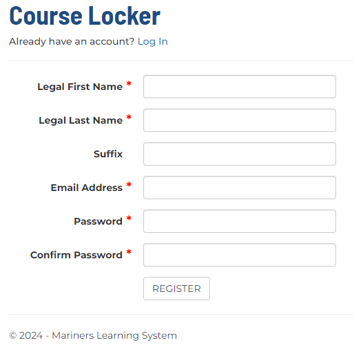 Course Locker - Create an Account