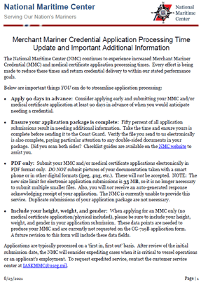 NMC Processing Time Update 08-23-21