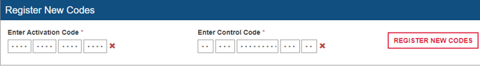Register New Codes